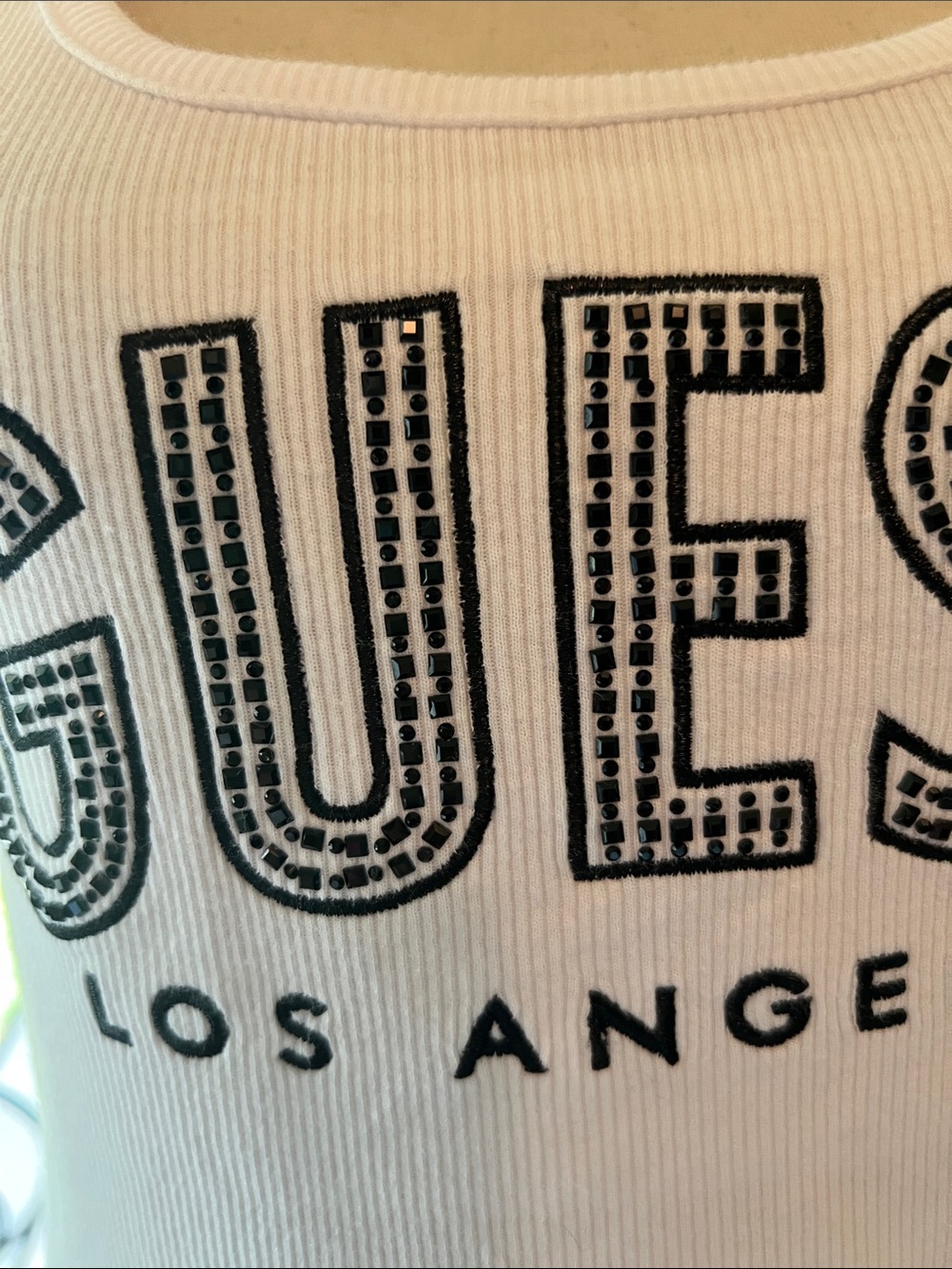 GUESS White Ribbed Logo Tank Top - Picture 6 of 8
